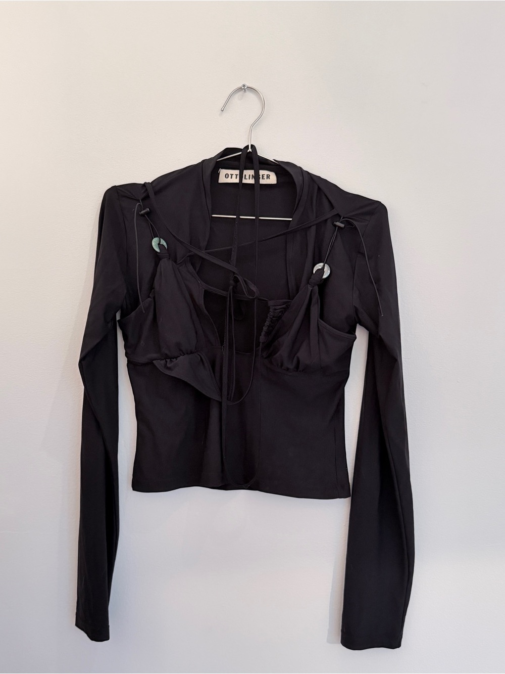 Ottolinger Black Long-Sleeve Tie Top